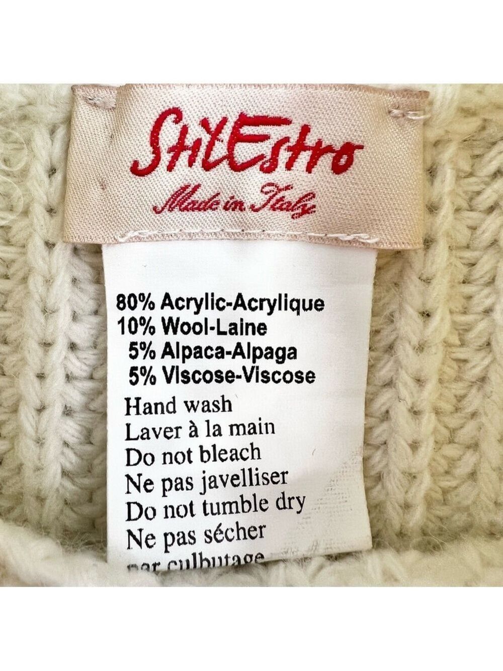 StilEstro Italy ivory cowl neck wool alpaca blend open side sleeveless sweater - Picture 13 of 14